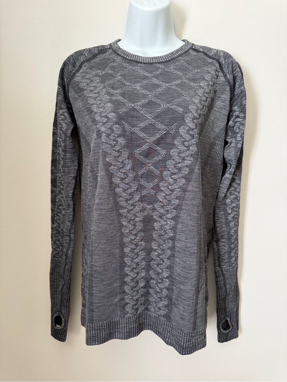 lululemon athletica Charcoal Gray Crewneck Cable Knit Sweater - Picture 1 of 5